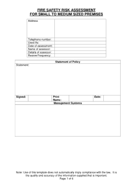 Fire Safety Risk Assessment Form Template