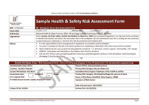 Generic Safety Risk Assessment Form Template