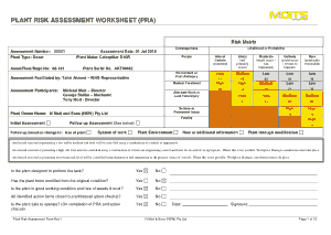 Plant Risk Assessment Worksheet Form Template