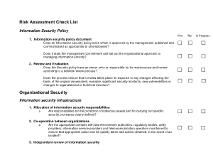 Sample Risk Assessment Checklist Template