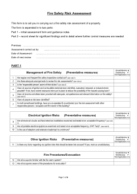 Simple Fire Risk Assessment Form Template