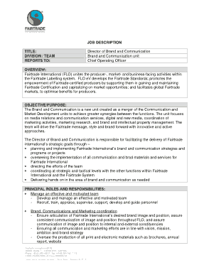 Director of Brand and Communication Job Description Template