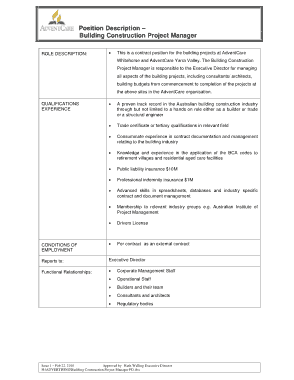 Free Download PDF Books, Building Construction Project Manager Job Description Sample Template