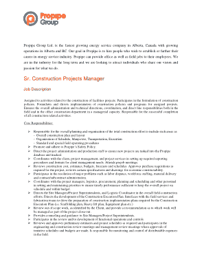 Free Download PDF Books, Senior Construction Project Manager Job Description Template