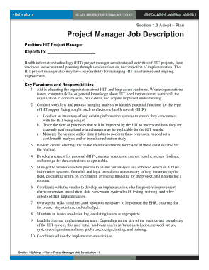 Free Download PDF Books, Health IT Project Manager Job Description Template