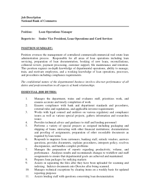 Loan Operation Manager Job Description Template