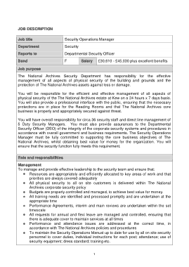 Security Operations Manager Job Description Template
