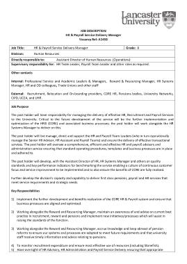 HR and Payroll Manager Job Description Template