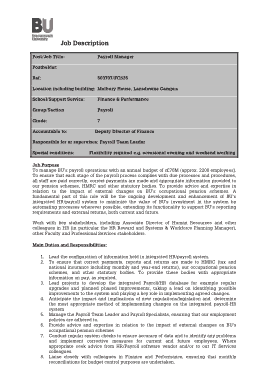 Payroll Systems Manager Job Description Template