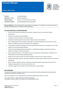 Sample Job Description for Contract Manager Template