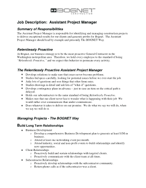 Assistant Project Manager Job Description Template