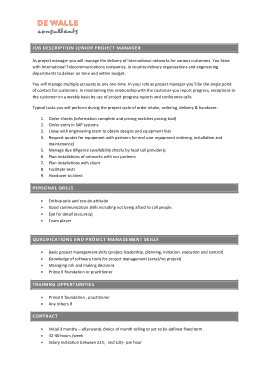 Free Download PDF Books, Junior Project Manager Job Description Template