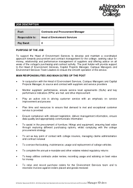 Contract and Procurement Job Description Template