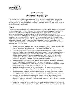 Procurement Manager Job Description Sample Template