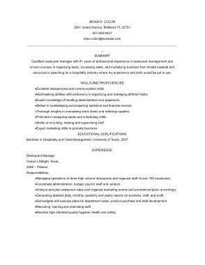 Free Download PDF Books, Restaurant General Manager Job Description Resume Template