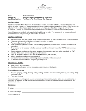 Supervisor Restaurant General Manager Job DescriptionTemplate