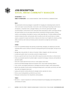 Social Media Community Manager Job Description Template
