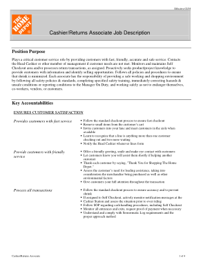 Free Download PDF Books, Cashier Returns Associate Job Description Template