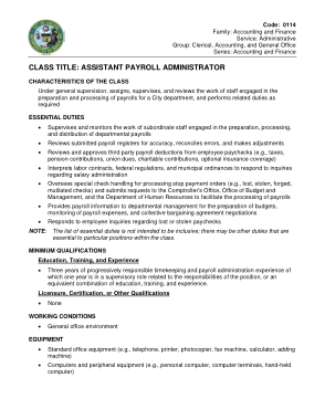 Free Download PDF Books, Assistant Payroll Administrator Job Description Template