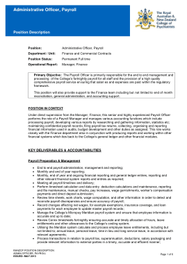 Payroll Administrator Officer Job Description Format Template