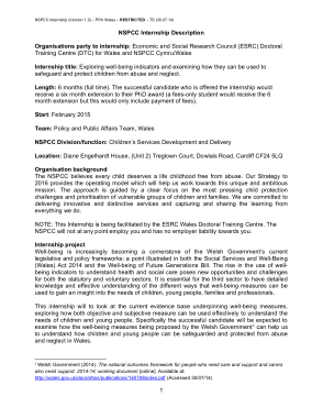 NSPCC Internship Job Description Template