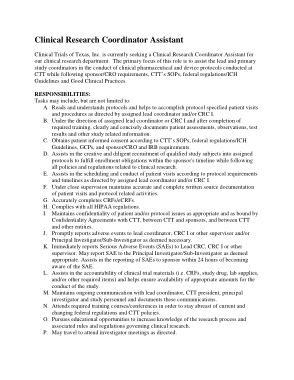 Free Download PDF Books, Research Coordinator Assistant Job Description Template