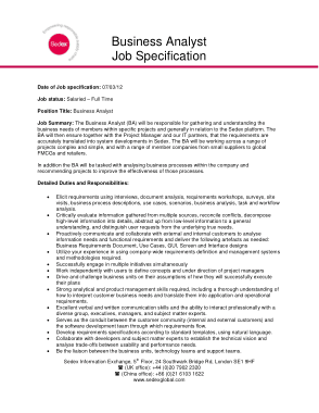 Business Analyst Job Description Sample Template