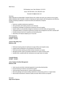 Free Download PDF Books, Custodian Job Description For Resume Template