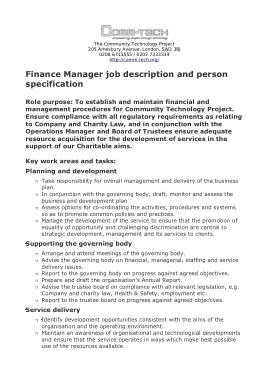 Finance Manager Job Description Sample Template