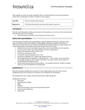 Resume Job Description Example Template