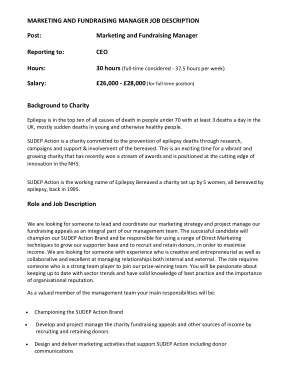 Marketing and Fundraising Manager Job Description Template