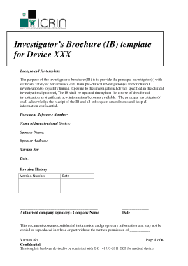 Investigator Brochure Example Template