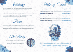 Free Download PDF Books, Bifold Blue Rose Funeral Brochure back Template