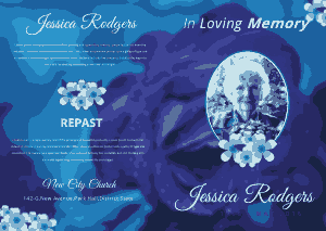 Free Download PDF Books, Bifold Blue Rose Funeral Brochure front Template