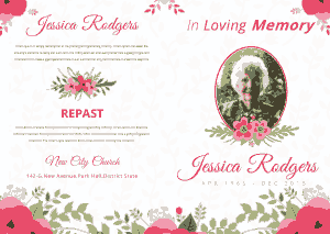 Bifold Red Rose Funeral Brochure Template