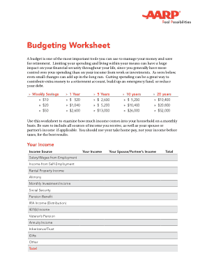 Budget Worksheet Pdf Template