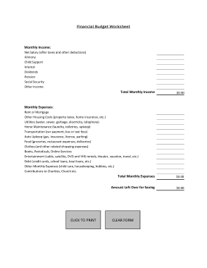 Free Download PDF Books, Financial Budget Worksheet Template