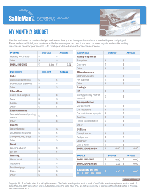 My Monthly Budget Template