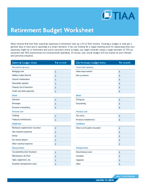 Retirement Budget Worksheet Template