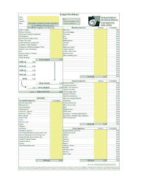 Weekly Budget Worksheet Excel Template