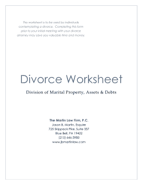 Divorce Worksheet in Pdf Template