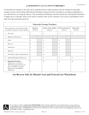 Garnishment Calculation Worksheet Template