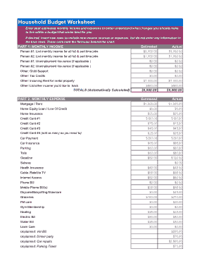 Free Home Budget Worksheet Template