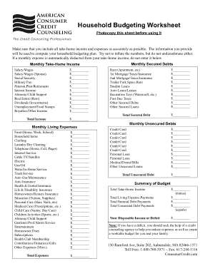 Printable Home Budget Worksheet Template