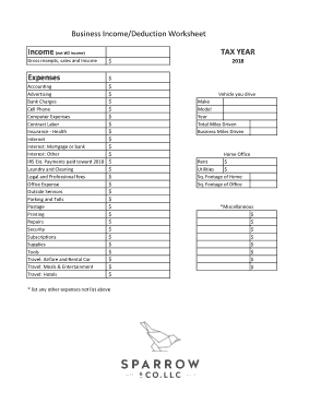Business Deduction Expenses Worksheet Template