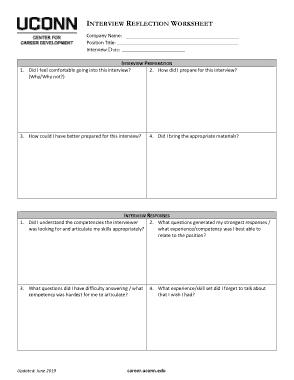 Free Download PDF Books, Interview Reflection Worksheet Template