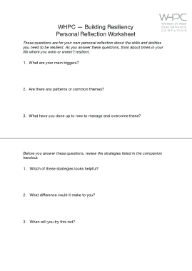 Personal Reflection Worksheet Template