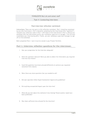 Post Interview Reflection Worksheet Template