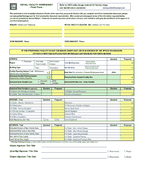 Retail Facility Worksheet Template