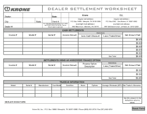 Dealer Settlement Worksheet Template